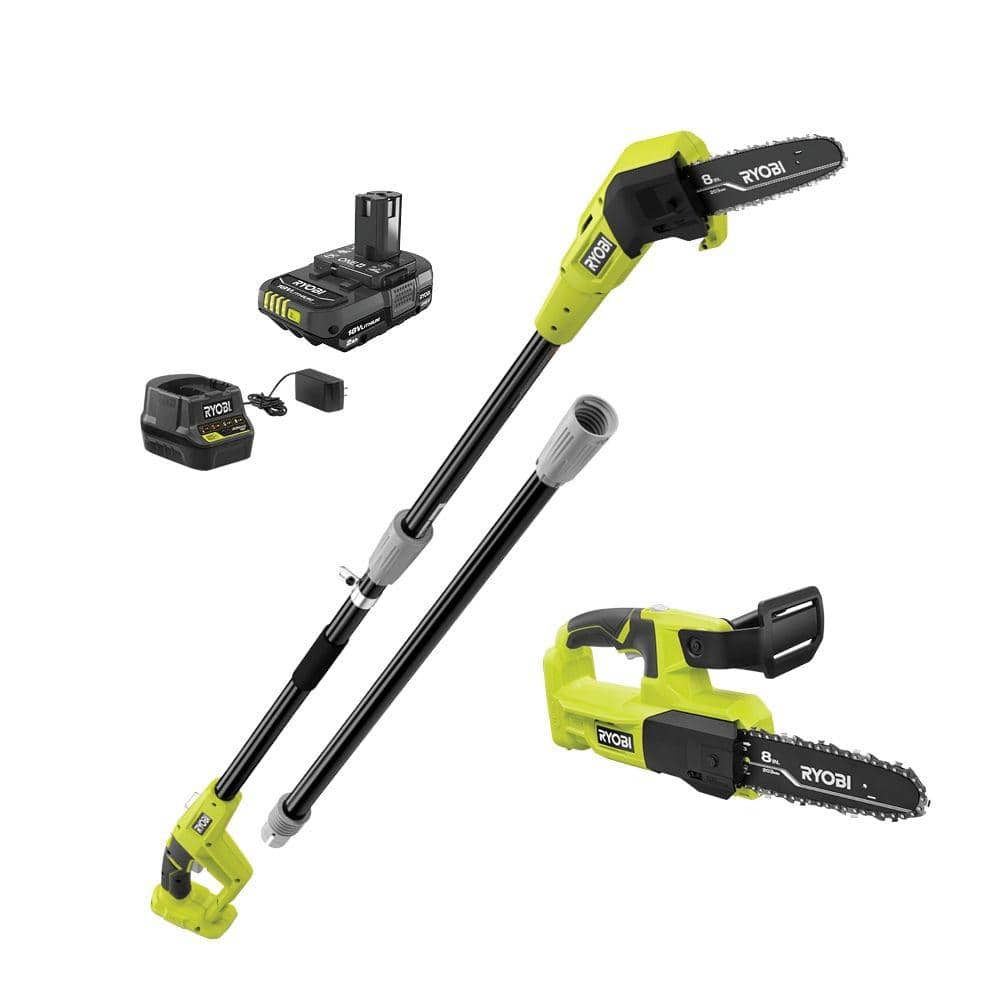 RYOBI ONE+ 18V 8 in. Cordless Battery Pole Saw and 8 in. Pruning Saw Combo Kit with 2.0 Ah Battery and Charger P20310