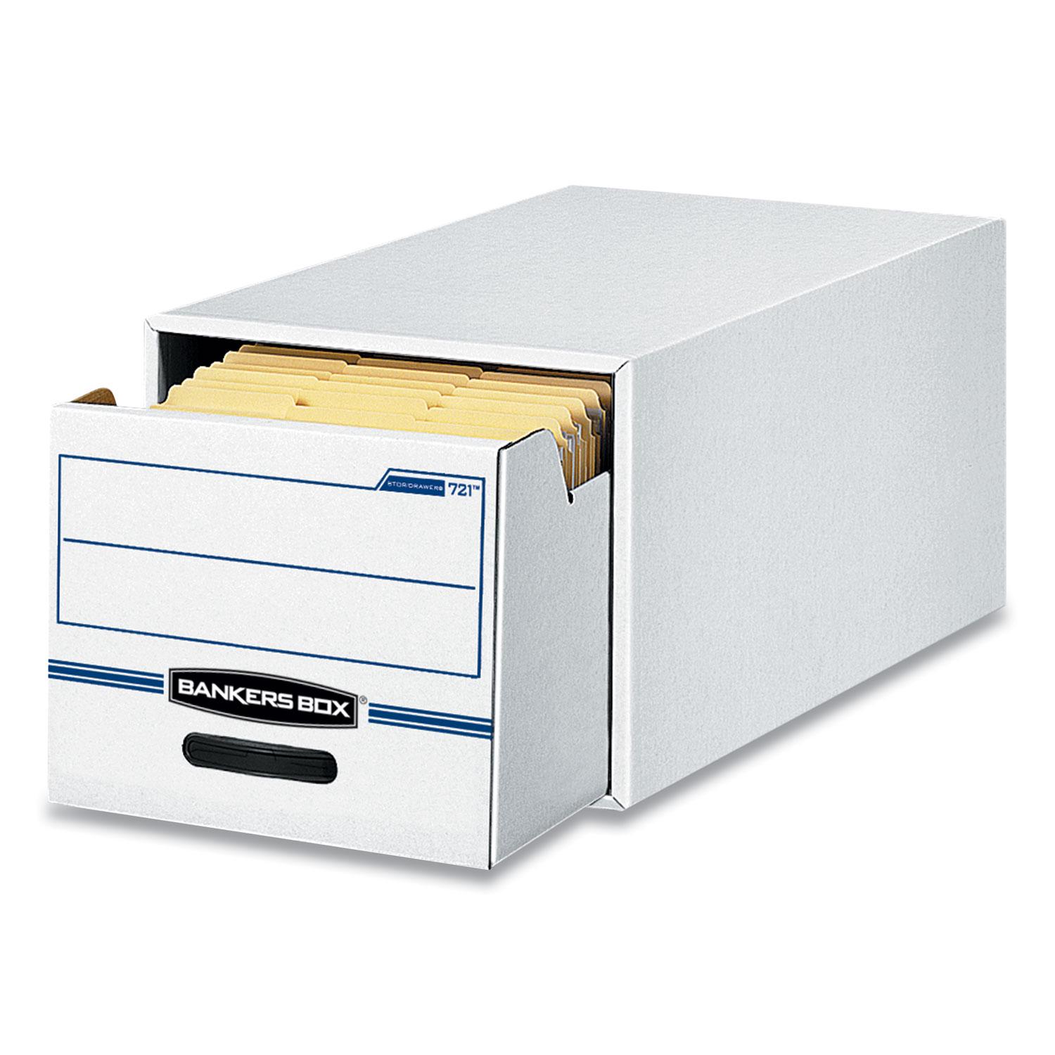 Bankers Box， FEL00721， Stor/Drawer File Storage Unit， 6 / Carton， White，Blue