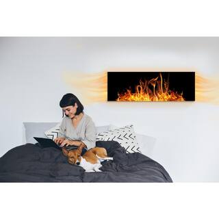 Heat Storm Glass Heater 500-Watt Electric Radiant Wall Hanging Decorative Glass Heat Panel Burning Fire HS-1648-V13