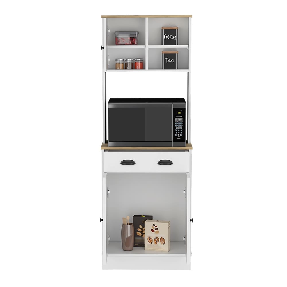 Microwave Storage Stand with 3 Doors and Drawer Arlington  White / Macadamia Finish