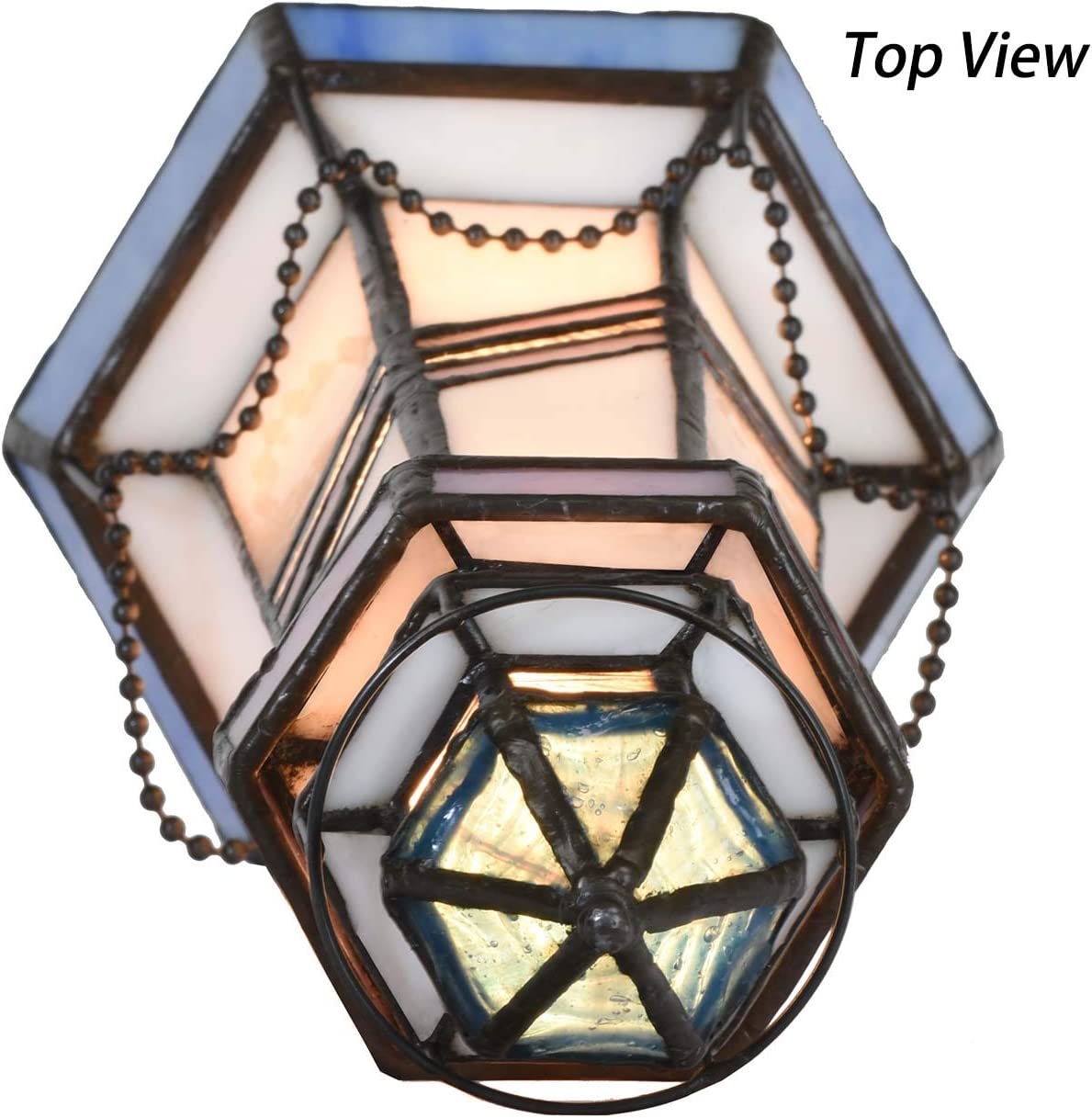 SHADY L10776 Lighthouse Tiffany Style Stained Glass Table Lamp  10.7 inches Tall