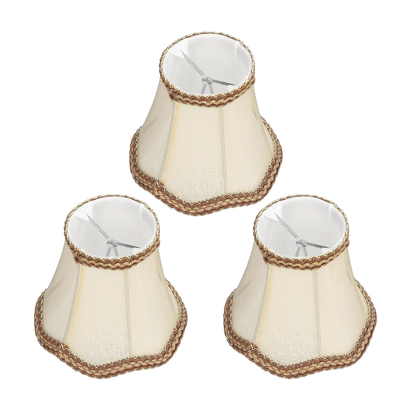 3Pcs E14 Clip On Lamp Shade Indoor Modern Fabric Candle Chandelier Lampshade for Home Hall Hotel Gold