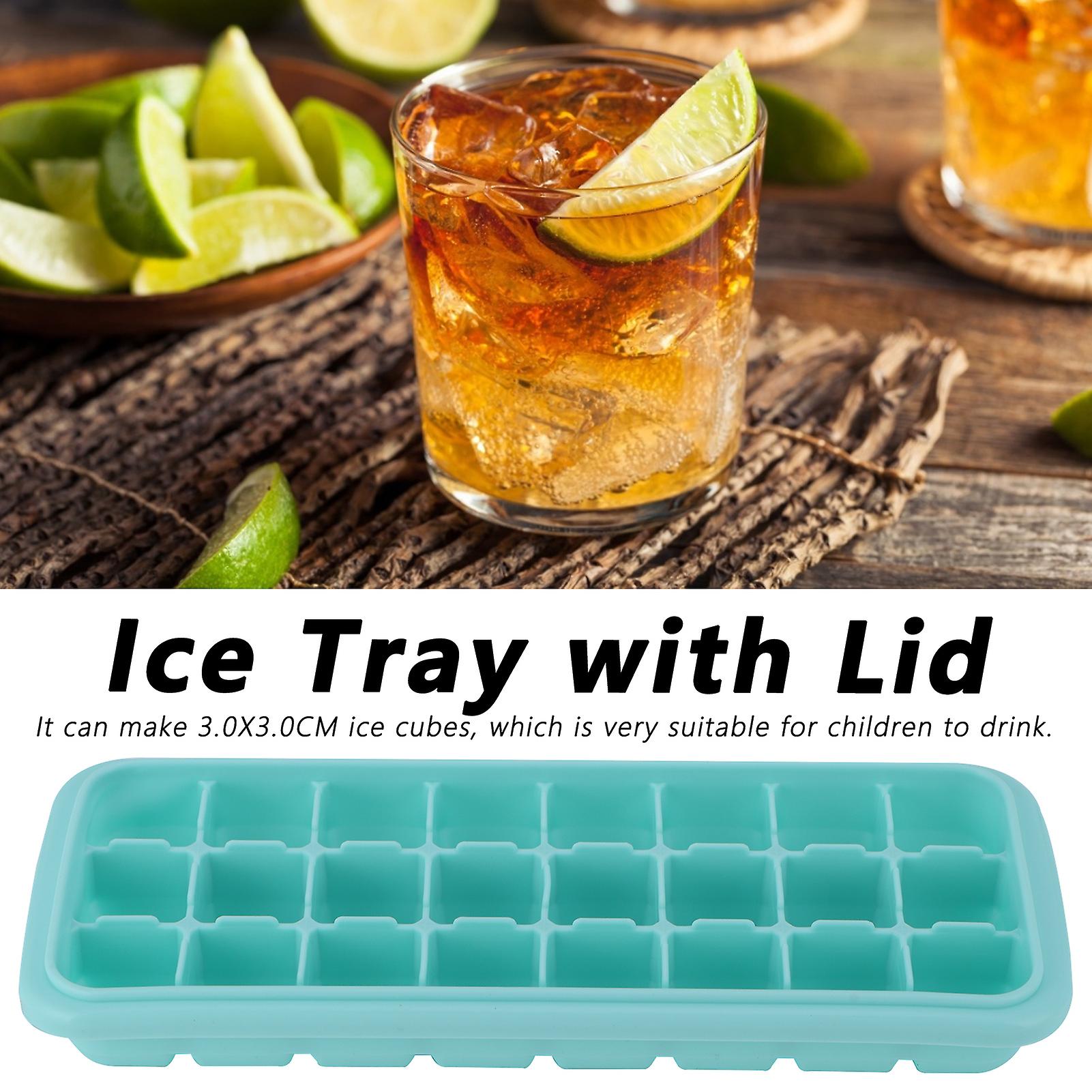 Ice Cube Tray， 24 Grid Easy-release Reusable Silicone Ice Mold Durable Flexible Ice Cube Makers Tools With Pp Lid For Home Kitchen[green]