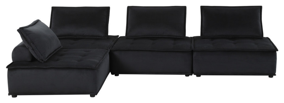 Anna Velvet 4 Piece Sectional Sofa   Transitional   Sectional Sofas   by Lilola Home  Houzz