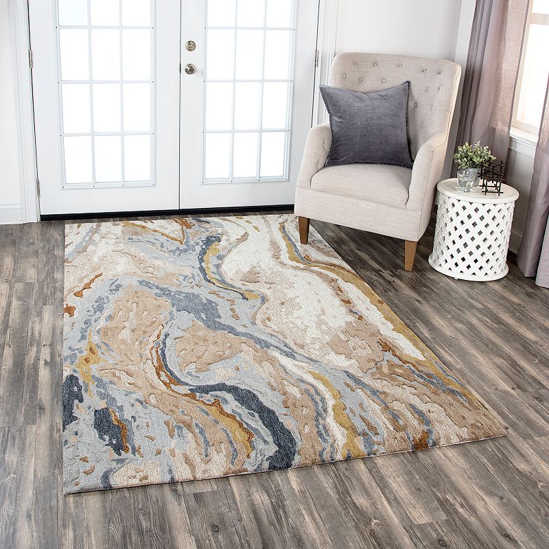 Rizzy Home Lori Vogue Blue Gray/Taupe Gold Rug