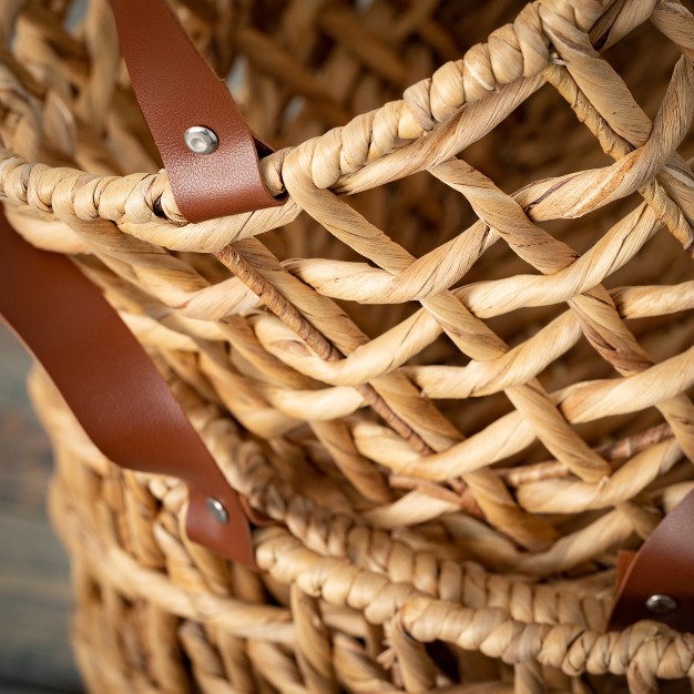 amp 13 quot Open Weave Handled Baskets Set Of 3 Natural