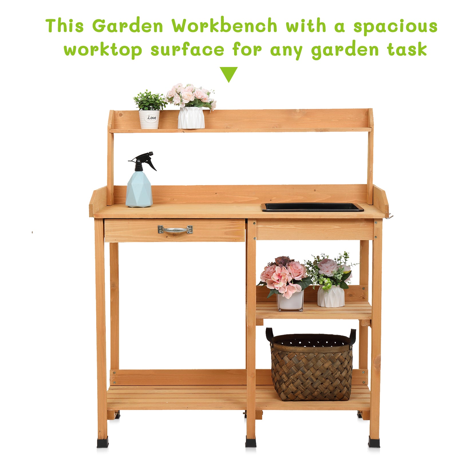 Winado Garden Workbench With Drawers And Sink Drawer Storage