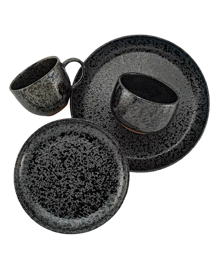 Over and Back Noir 16 Piece Dinnerware Set