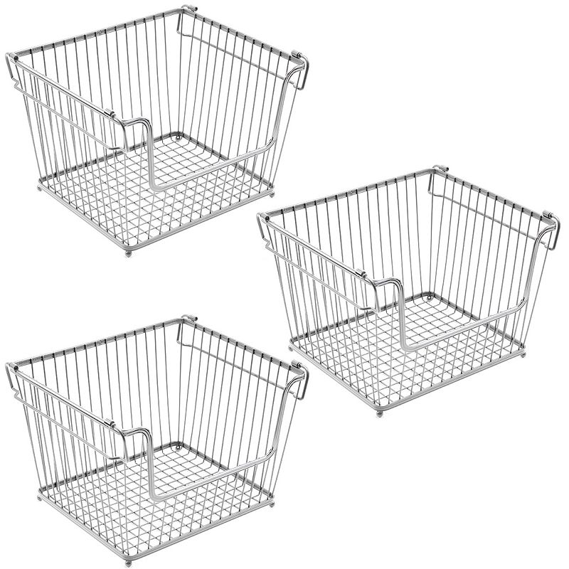 Sorbus Set of 3 Stackable Metal Storage Baskets