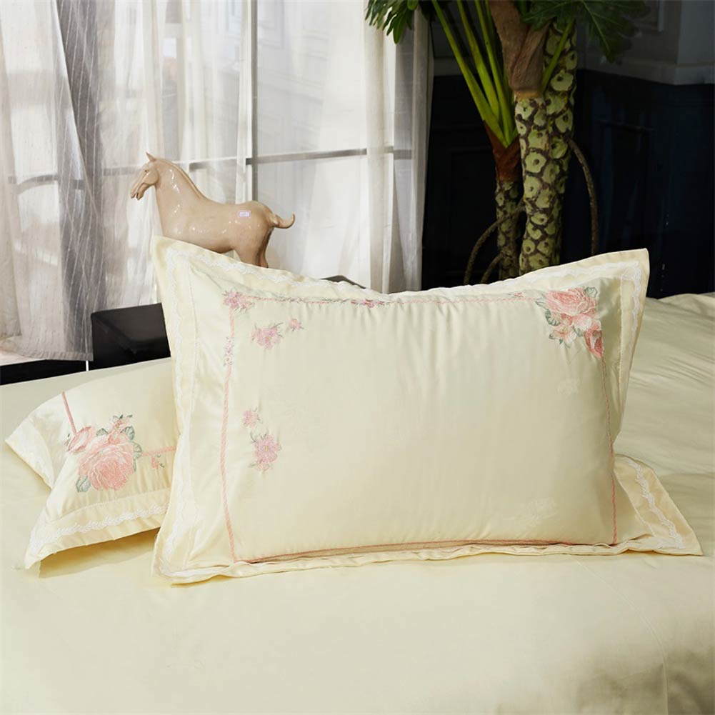 Flowers Light Yellow Silk Cotton Blend Jacquard Duvet Cover Set Pillow Shams