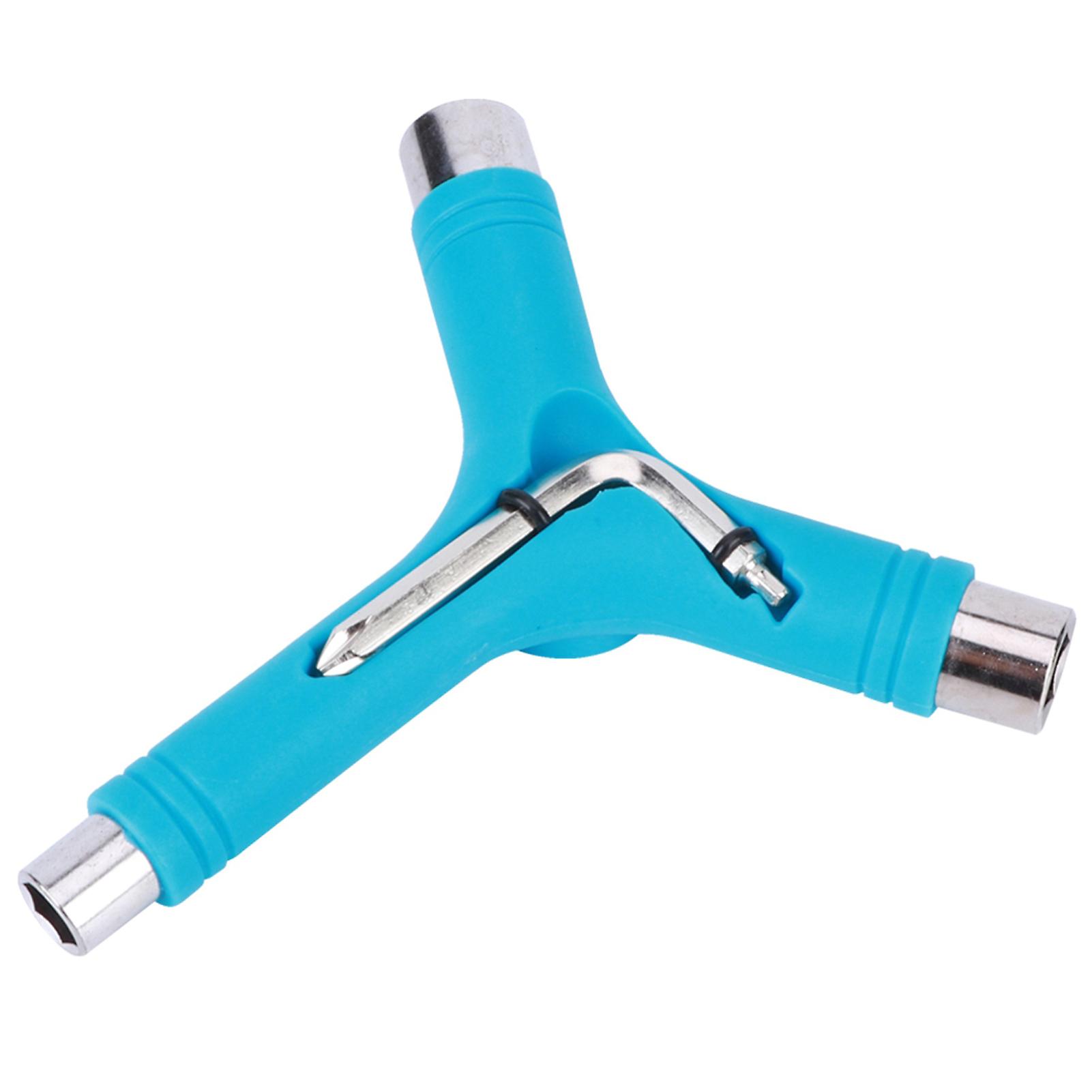 Y Type Multipurpose Five Functions Alloy Steel Wrench Professional Skateboard Toolskyblue