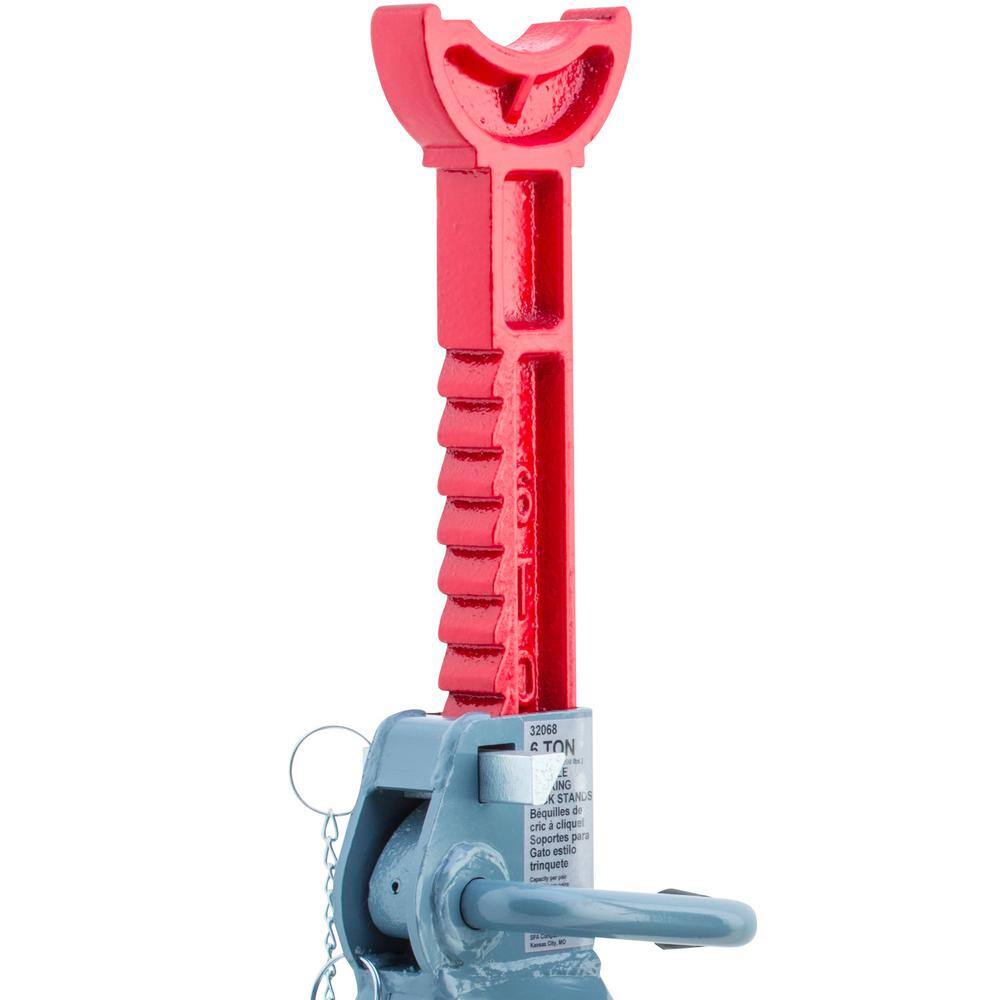 Pro-Lift 6-Ton Double Locking Pin Jack Stand with Cast Ductile Ratchet Bar Pair T-6906D