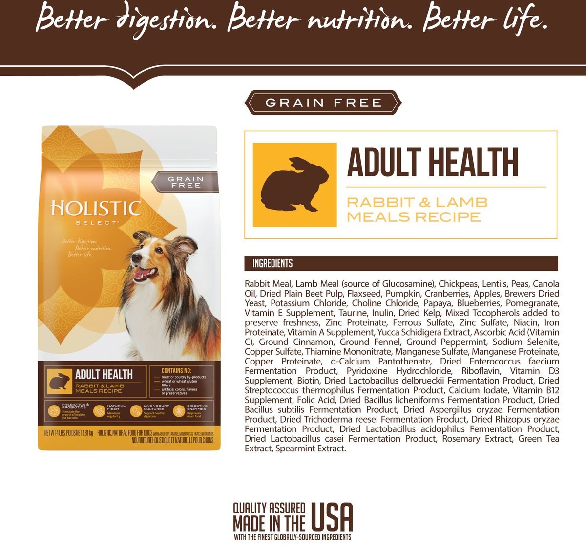 Holistic Select Adult Health Grain-Free Rabbit and Lamb Meal Dry Dog Food