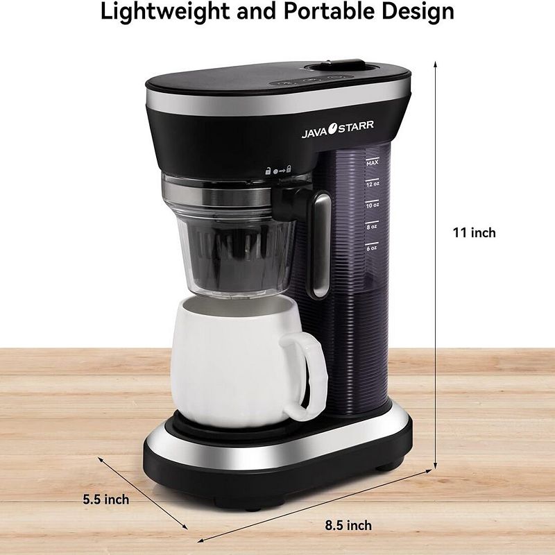 Bean to Cup Grind and Brew Coffee Maker， 2-in-1 One Cup Coffee Machine， Capacity 12-15 Oz