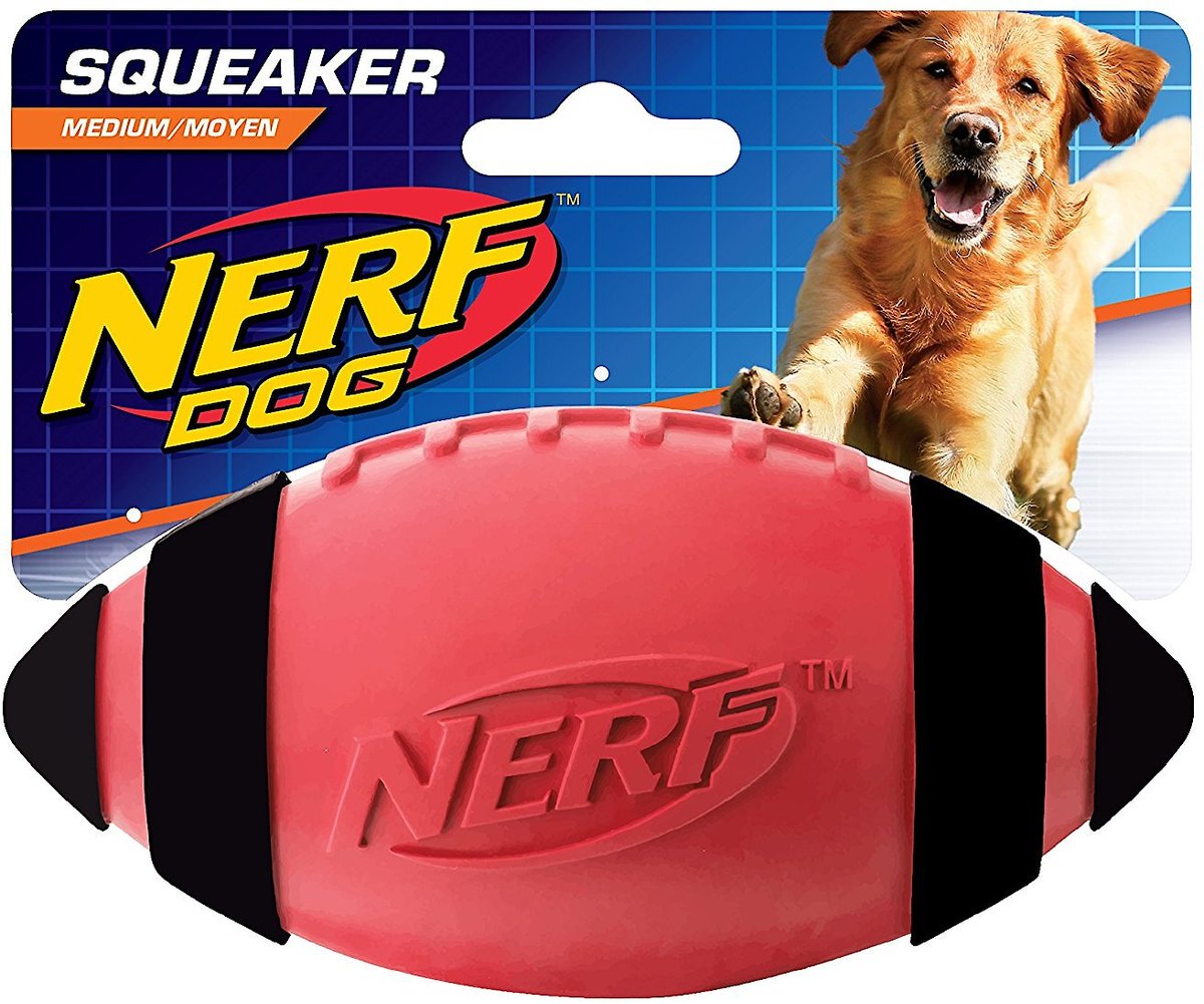 Nerf Dog Classic Squeak Football Dog Toy， Medium