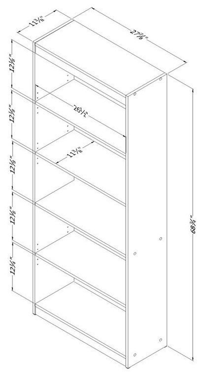 South Shore Axess 5 Shelf Bookcase in Pure Black   Transitional   Bookcases   by Homesquare  Houzz