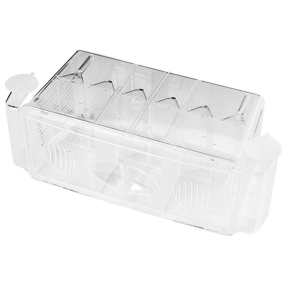 Willstar Fish Breeding Box， 4 Rooms Acrylic Fish Isolation Box with Suction Cups， Aquarium Acclimation Hatchery Incubator for Baby Fishes Shrimp Clownfish and Guppy