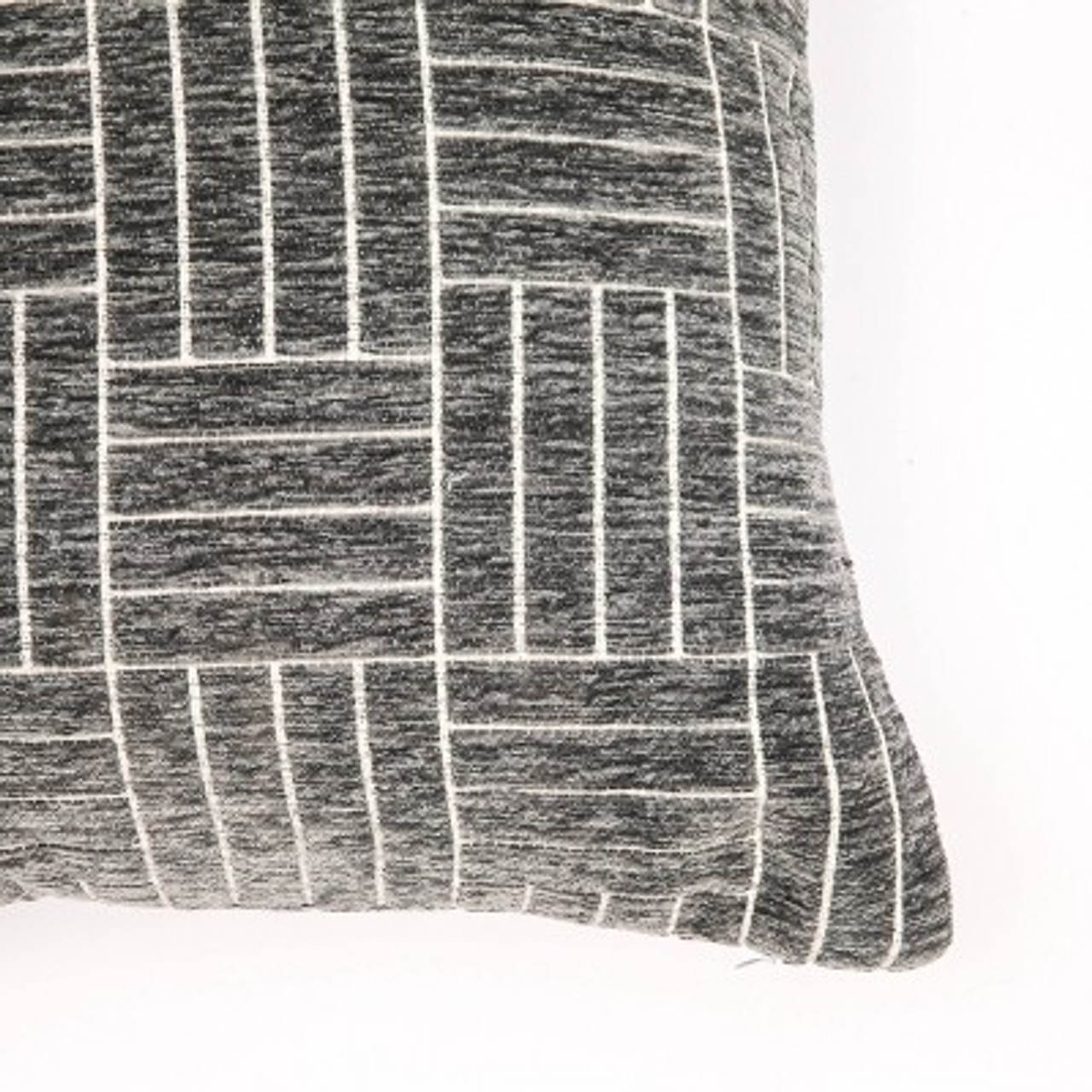 18x18 Staggered Striped Chenille Woven Jacquard Square Throw Pillow Charcoal Gray - freshmint