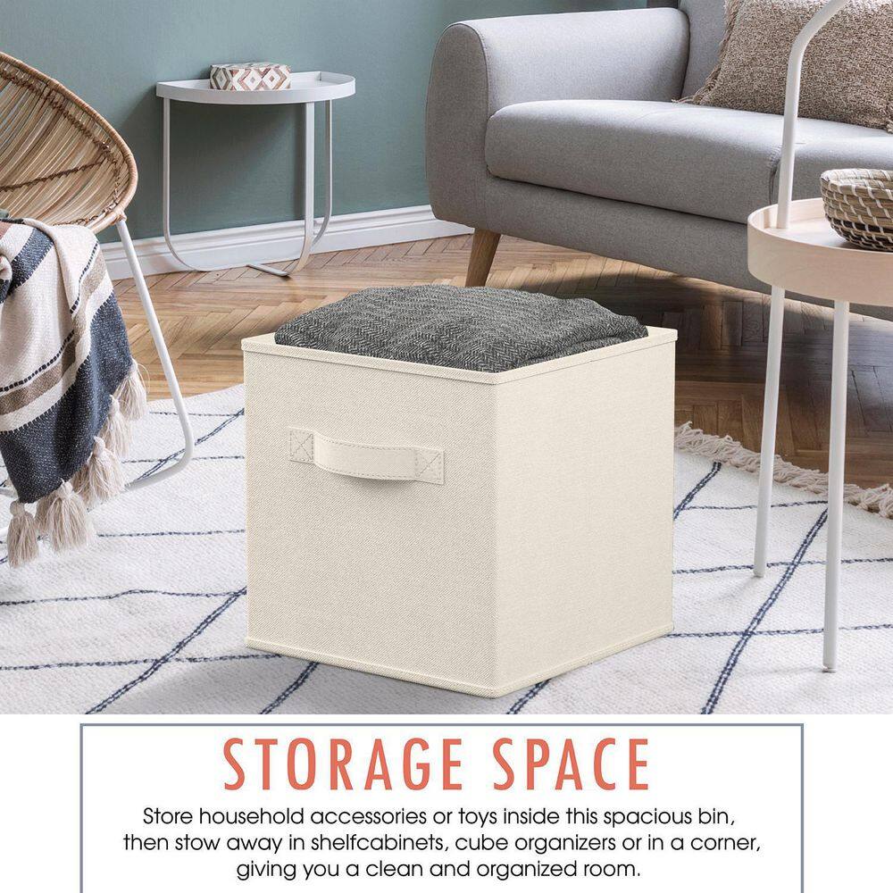 Ornavo Home 13 x 13 x 13 Beige Cube Storage Bin 6 Pack 6PK-BIN-13-13-BEIGE