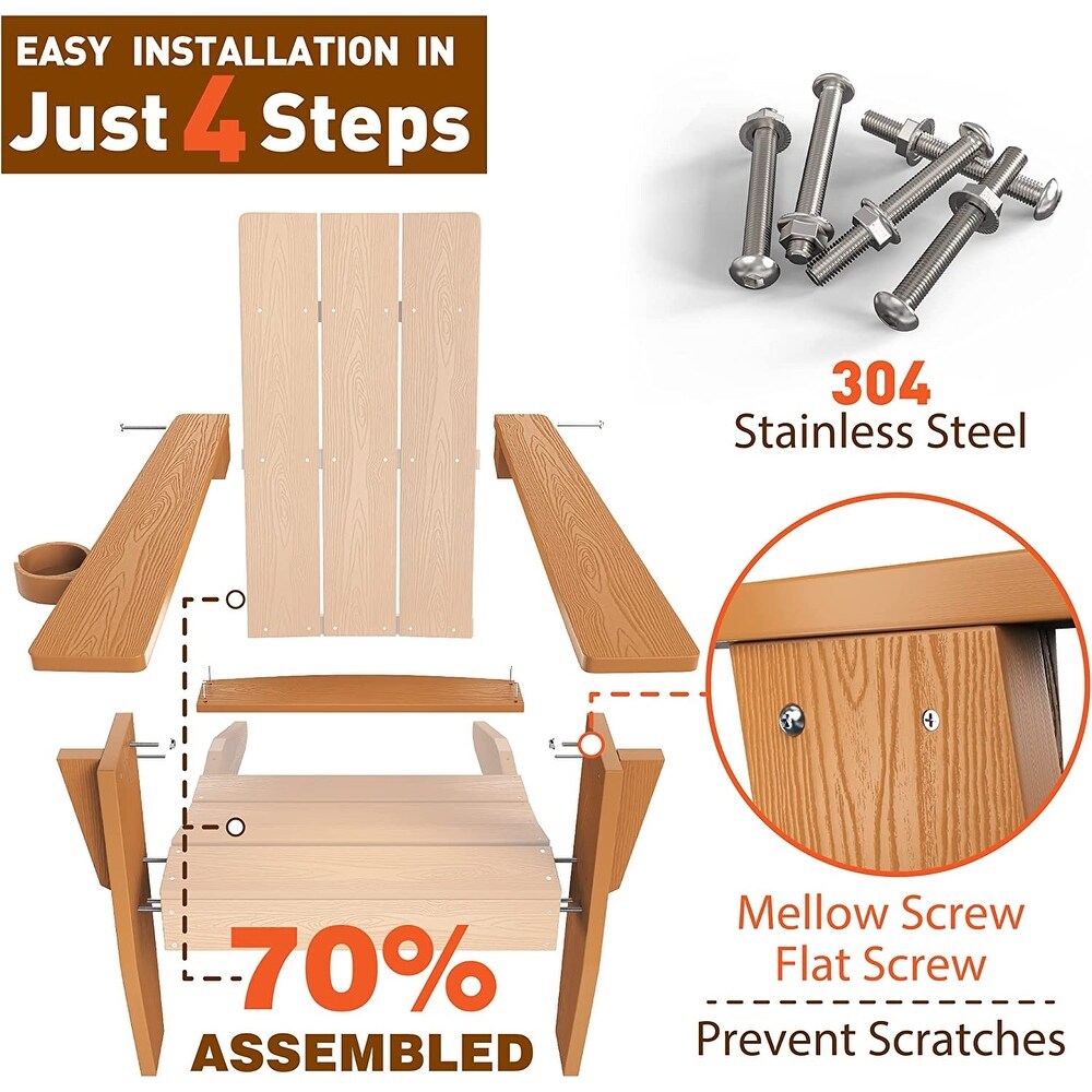 WINSOON  Weather HIPS Outdoor Adirondack Chair with Cup Holder