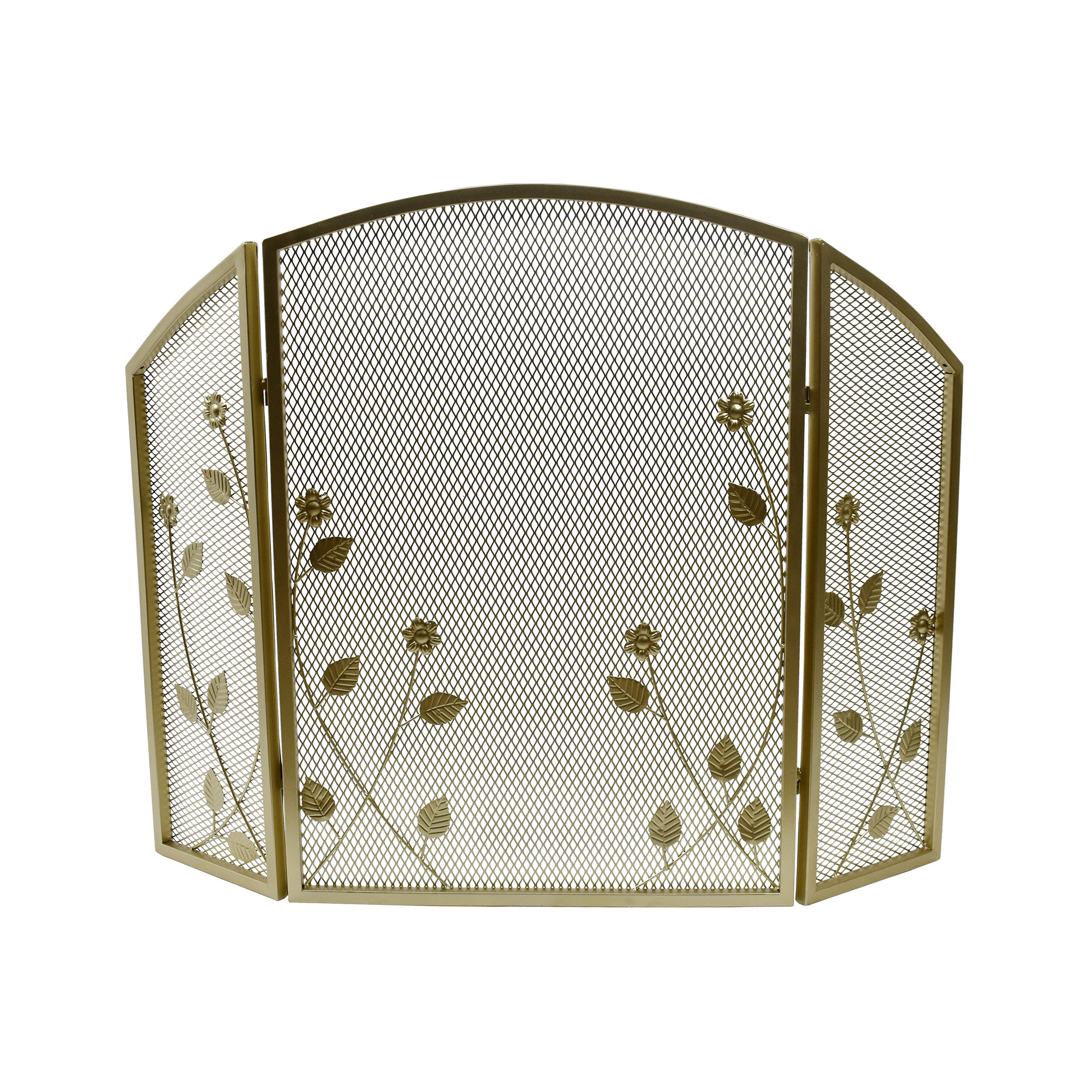 Jenna Modern Iron Firescreen with Leaf Accents