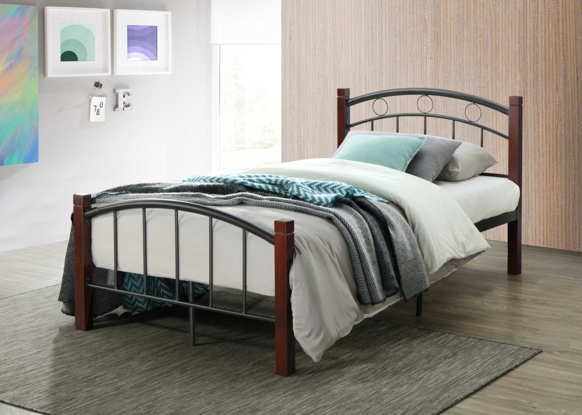 Hodedah Complete Metal Platform Bed with Headboard, and Footboard in Full Size