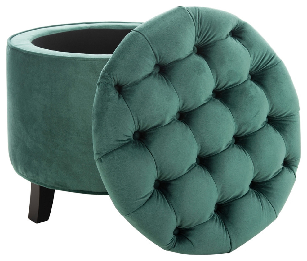 Emma Tufted Storage Ottoman Marine/Espresso   Contemporary   Footstools And Ottomans   by V.S.D Furniture  Houzz