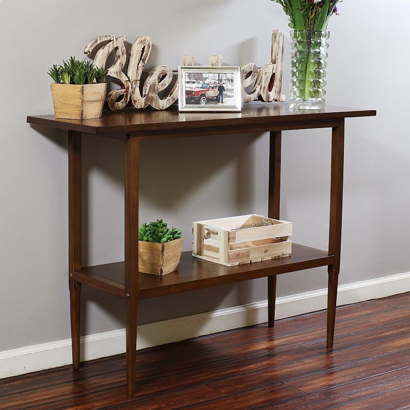 Sunnydaze Lawrence Wooden Sofa Console Table - Dark Walnut - 42 in