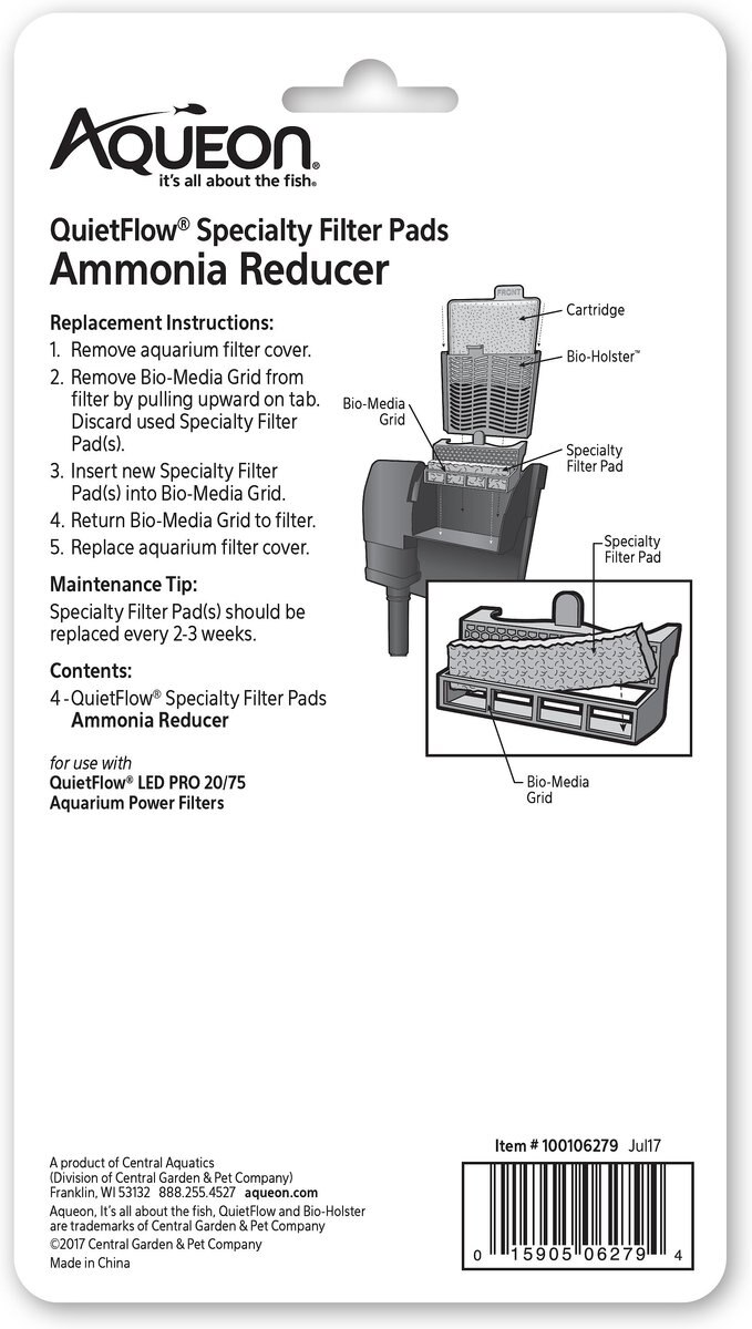 Aqueon QuietFlow 20/75 Ammonia Reducing Specialty Filter Pad