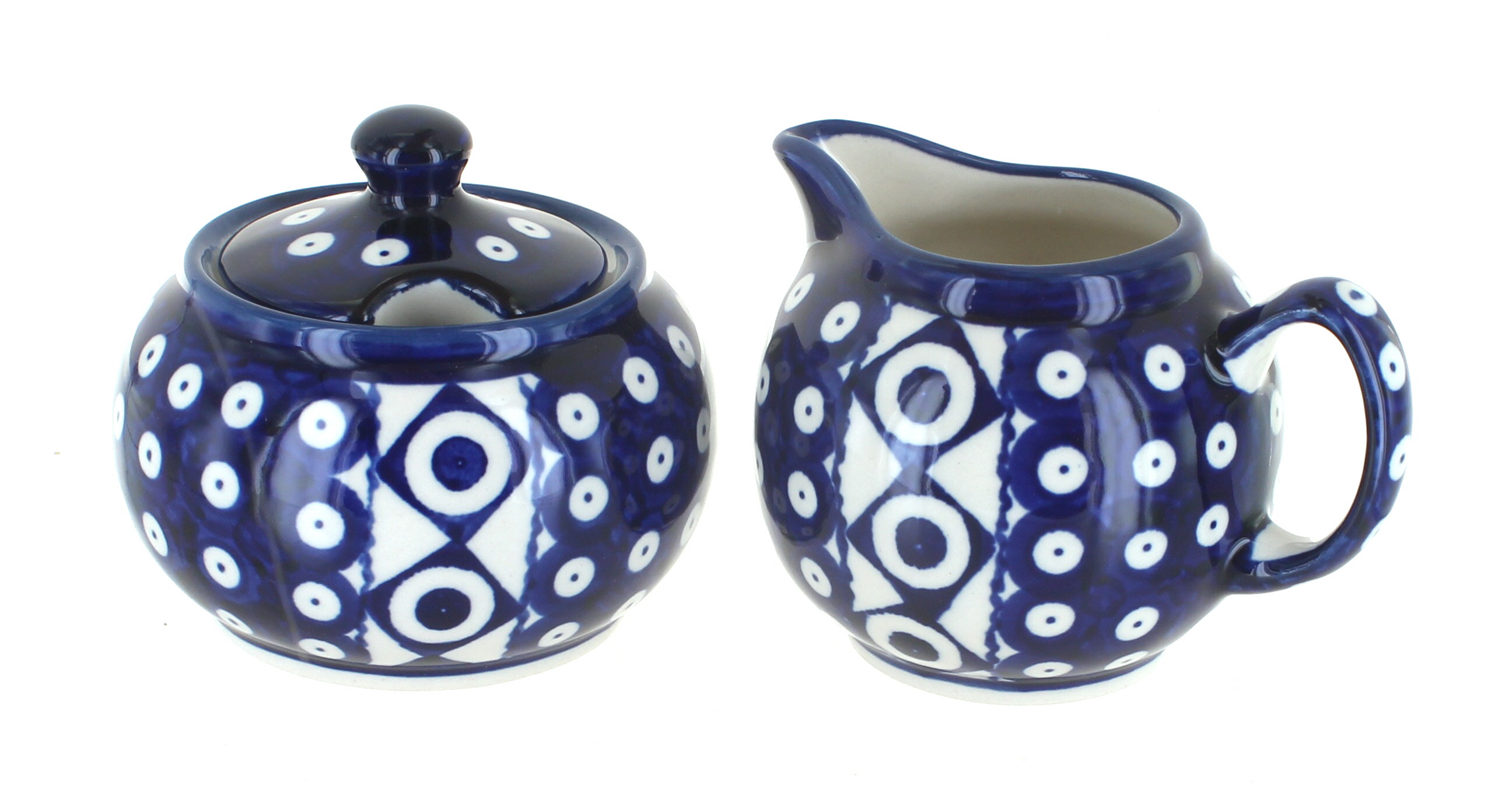 Blue Rose Polish Pottery Xena Cream and Sugar Set