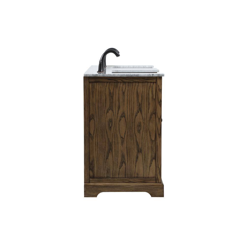 Timeless Home 60 in. W x 22 in. D x 34.75 in. H Double Bathroom Vanity Side Cabinet in Driftwood with White Marble Top TH120460DDW