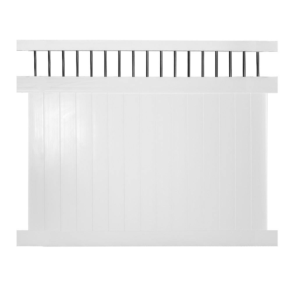 Weatherables Bradford 5 ft. H x 8 ft. W White Vinyl Privacy Fence Panel Kit PWPR-CTRND-5X8