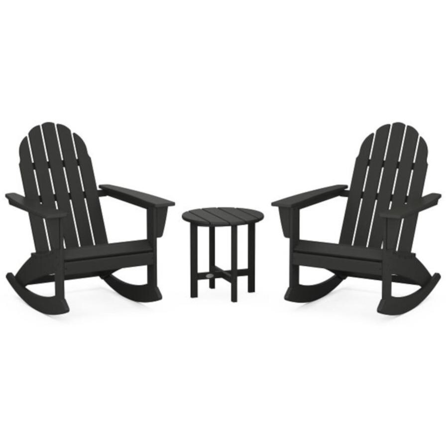 POLYWOOD Vineyard 3-Piece Adirondack Rocking Chair Set in Black