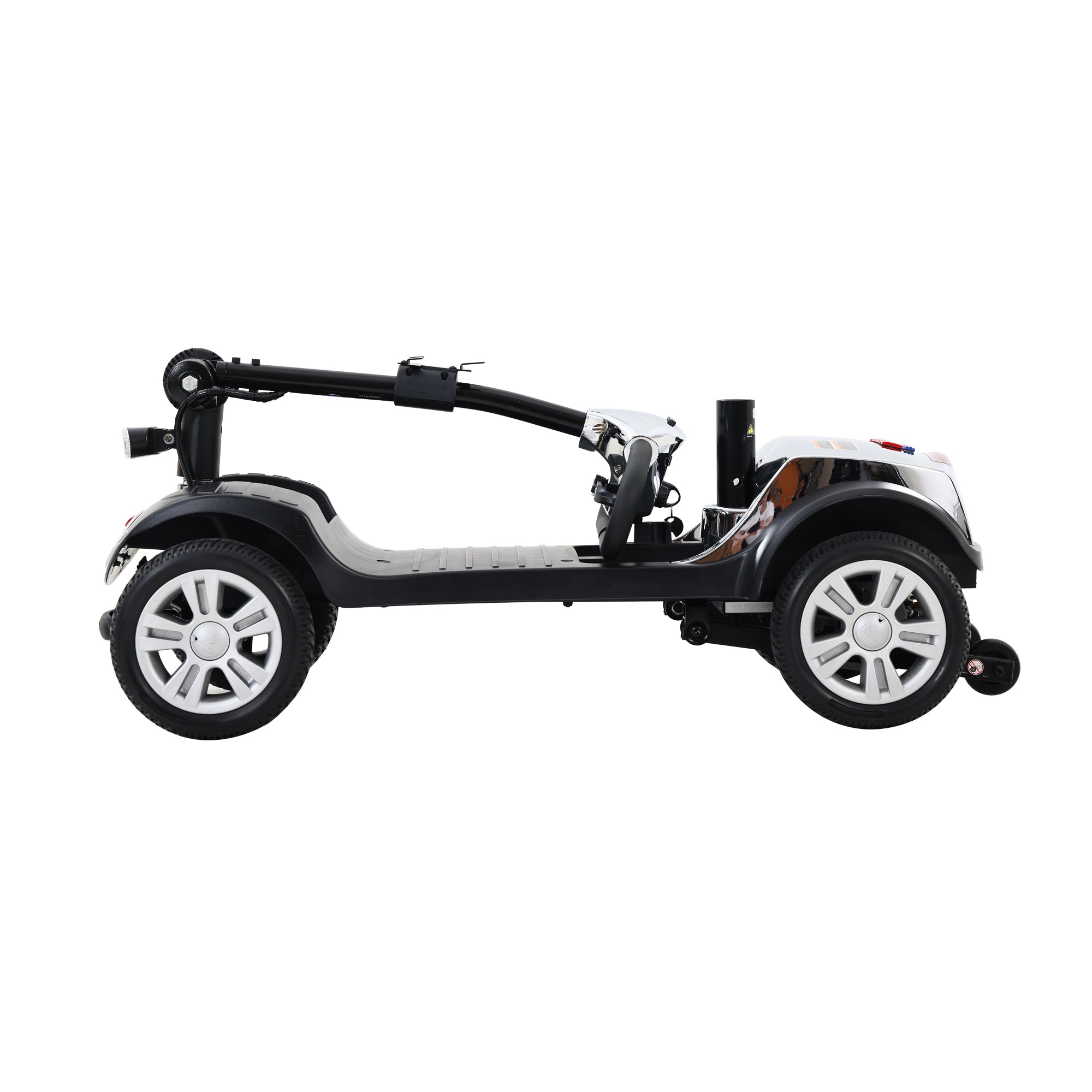 Xmatch 4-Wheel Metro Mobility Scooter Battery Powered with Front Basket Compact Foldable Seat (Chrome, 36" Suspension)