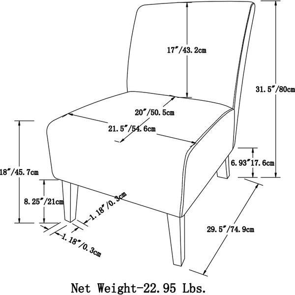 WYNDENHALL Mason 22 inch Wide Contemporary Accent Chair - 21.5