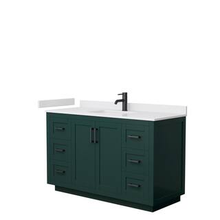 Wyndham Collection Miranda 54 in. W x 22 in. D x 33.75 in. H Single Bath Vanity in Green with White Cultured Marble Top WCF292954SGKWCUNSMXX