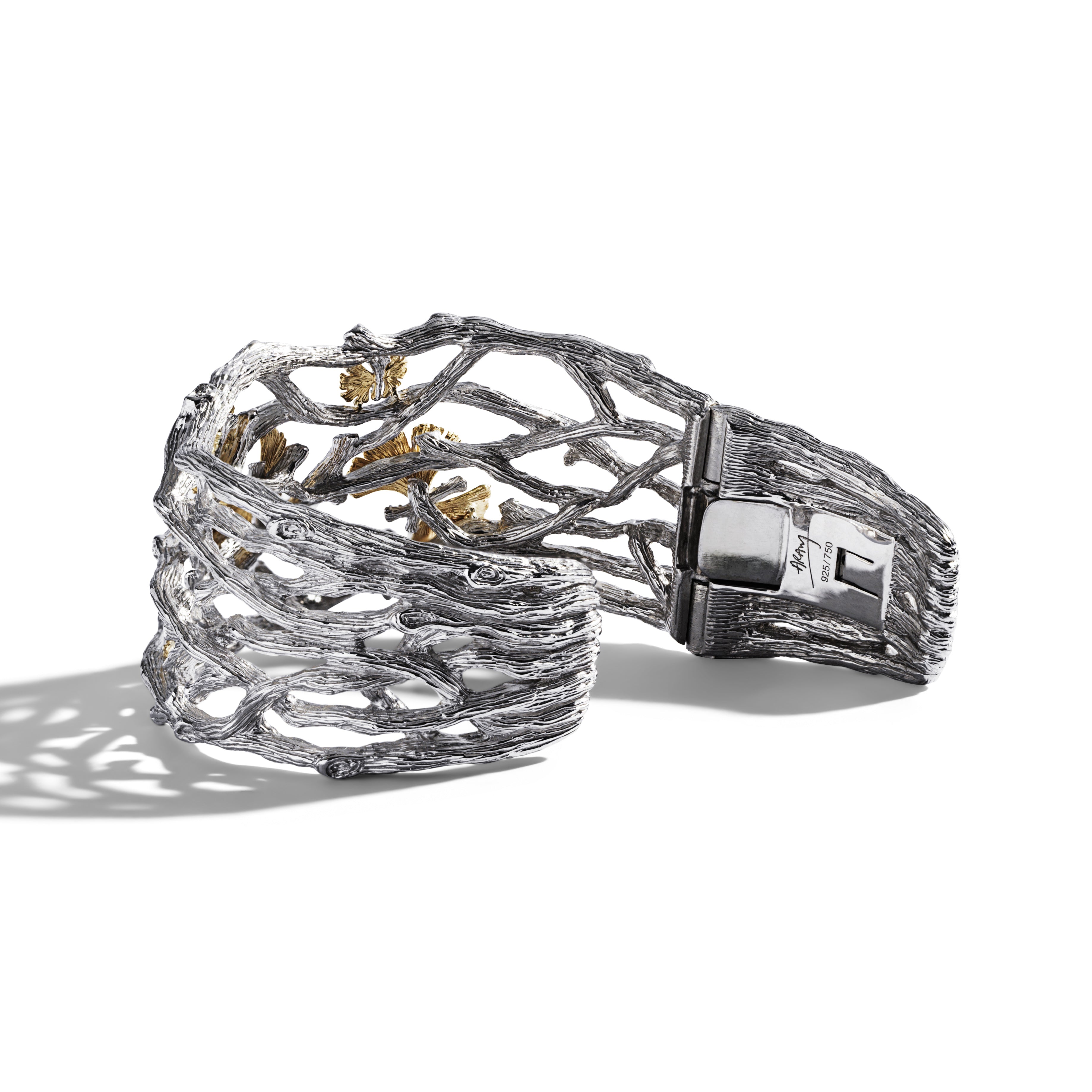 Butterfly Ginkgo Cuff Bracelet with Diamonds