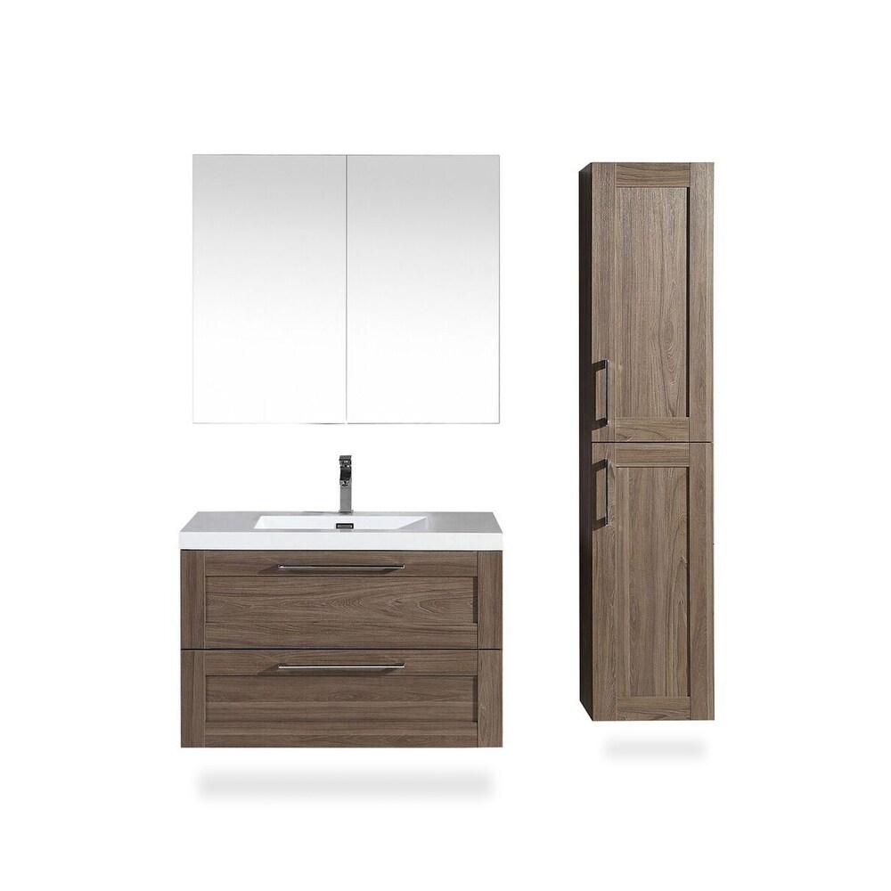 The Cosmo Elm Collection 36 Inch Floating Modern Bathroom Vanity