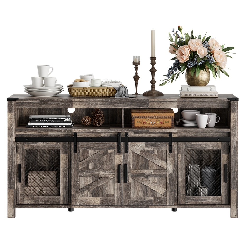 Buffet Cabinet Sideboard with Doors and Shelf  Farmhouse Industrial