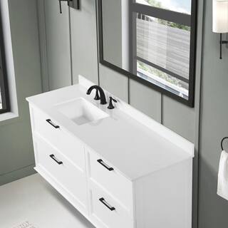 Home Decorators Collection Rebba 60 in. W x 19 in. D x 24.44 in. H Bath Vanity in White with White Cultured Marble Top Rebba 60W