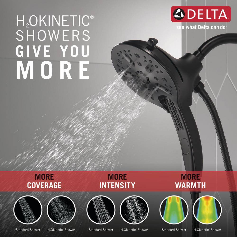 Delta In2ition 5-Spray Patterns 2.5 GPM 6.25 in. Wall Mount Dual Shower Heads in Matte Black 58620-BL25-PK