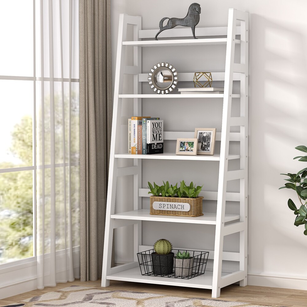 5 Tier Ladder Shelves  Bookshelf Bookcase for Living Room