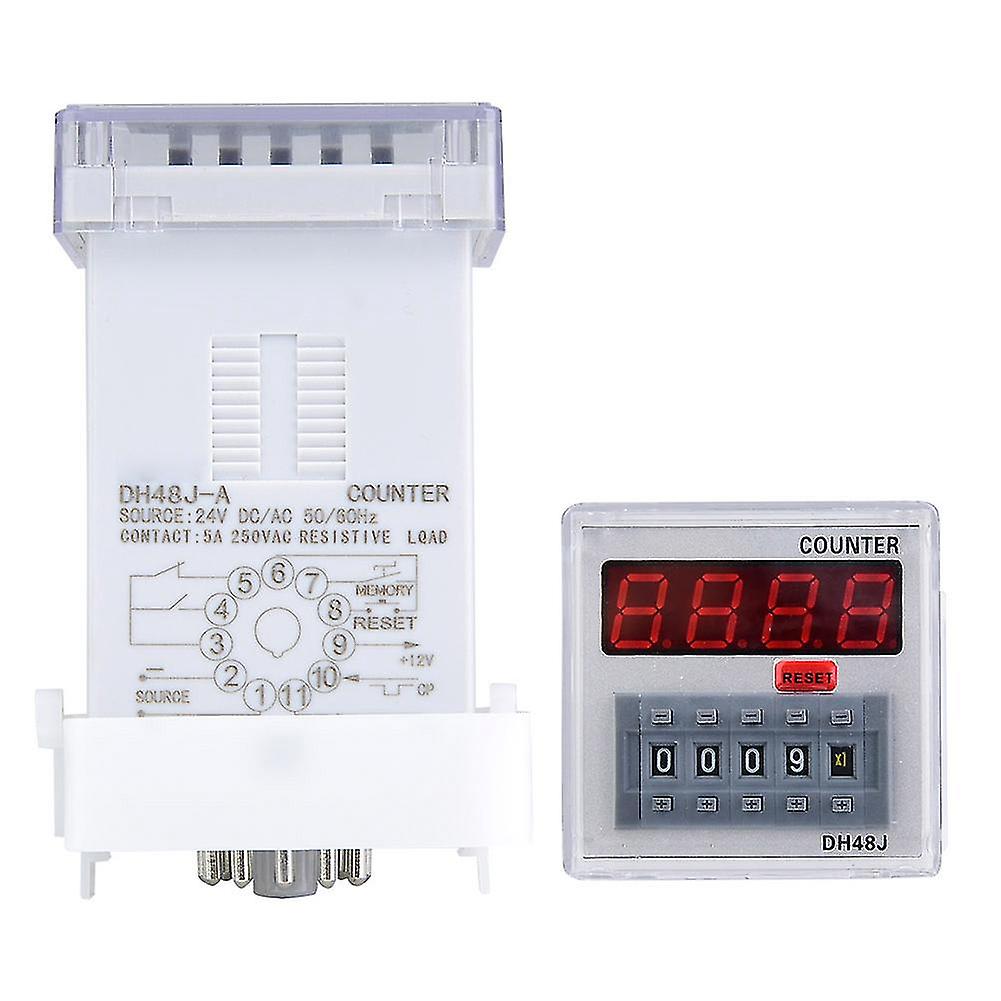 DH48J-A Digital Counter Delay Time Relay LED Display 1-999900 11-Pin (220VAC)