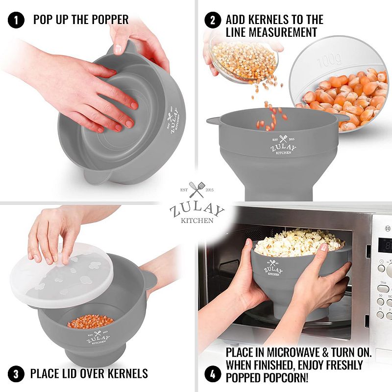 Bpa Free Collapsible Silicone Popcorn Maker With Lid