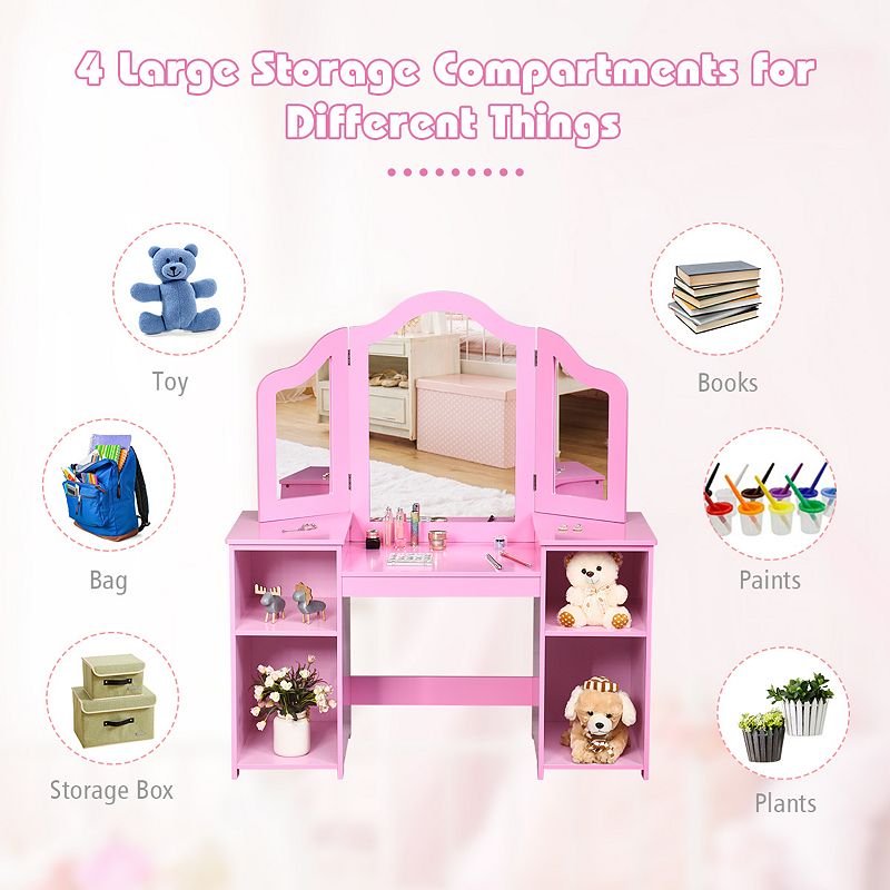 2-in-1 Detachable Design Kids Vanity Dressing Table