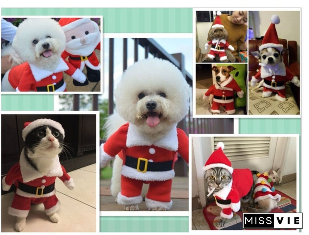 Pet Dog Princess Dress Red Christmas Coat Sweatshirt Vest Pets Cat Winter Warm Party