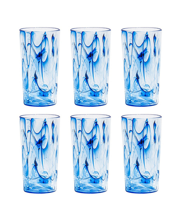 TarHong Aegean Swirl Jumbo 6-Piece Premium Acrylic Glass Set 23 oz