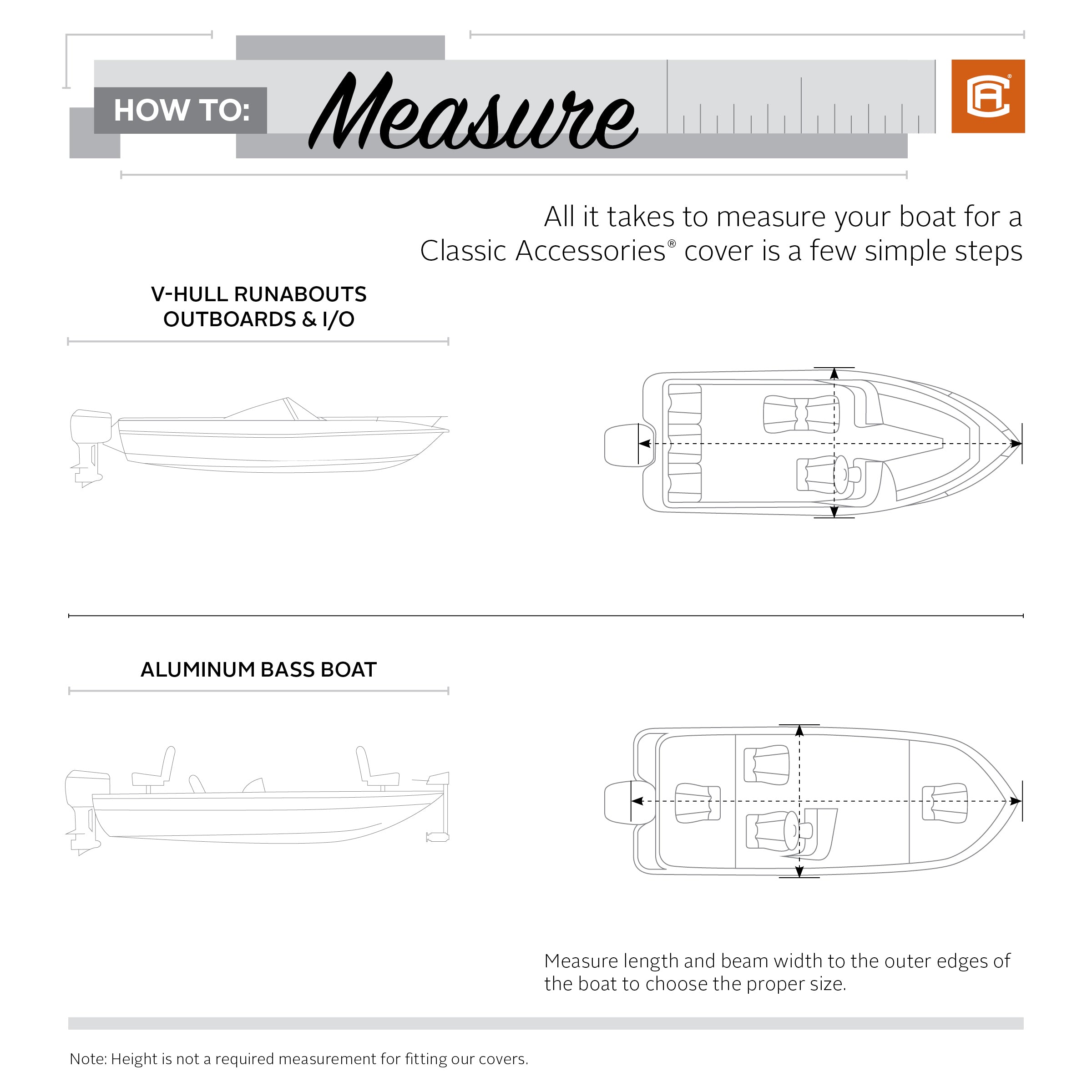 Classic Accessories StormPro Heavy-Duty Boat Cover， Fits boats 14 ft - 16 ft long x 90 in wide