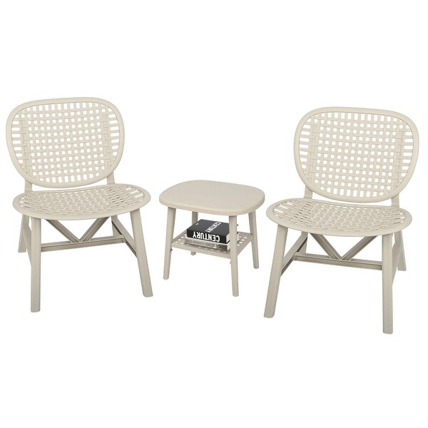 3 Pieces Hollow Design Retro Patio Table Chair Set All Weather Conversation Bistro Set Outdoor