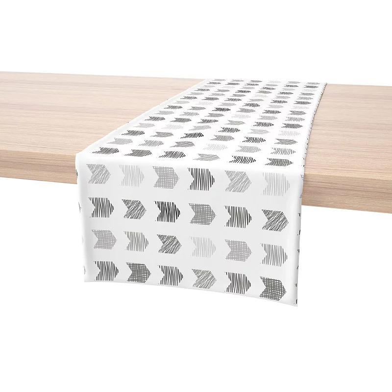 Table Runner， 100% Polyester， 14x108， Grey Geometric Arrows